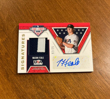 Mason Feole 2019 USA Baseball Signatures Game Jersey Auto S-MF Padres /25 (B)