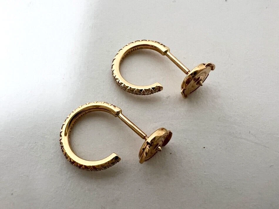 Tiffany & Co. Metro Hoop Earrings Small Rose Gold Diamond K18