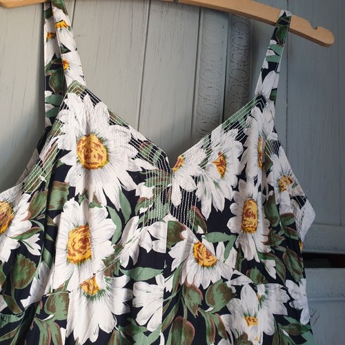 Vestido De Colección Años 70 80 Phool Girasol Talla M 10 12 Negro Blanco Amarillo Verde Floral - Imagen 2 de 8