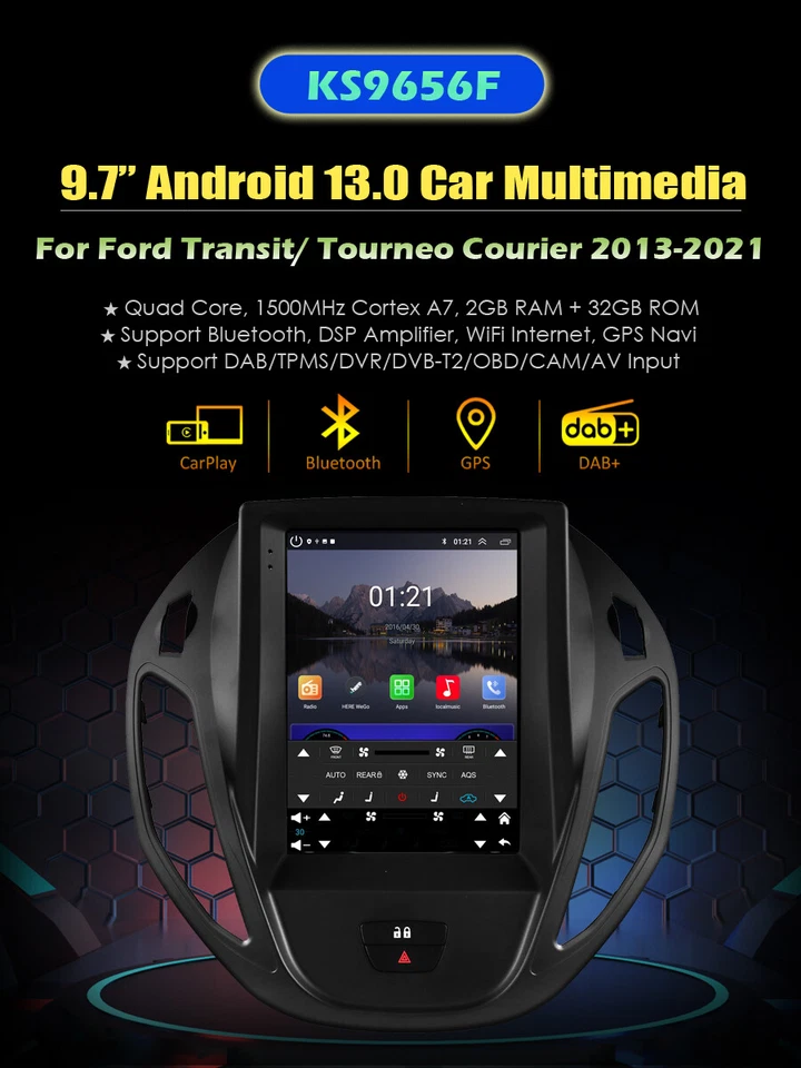 9.7"für Ford Transit Tourneo Courier 2013-2021 Android Auto Navigation Autoradio - Bild 4 von 4