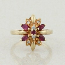 Ring 10 Karat Gelbgold natürlicher Rubin und...
