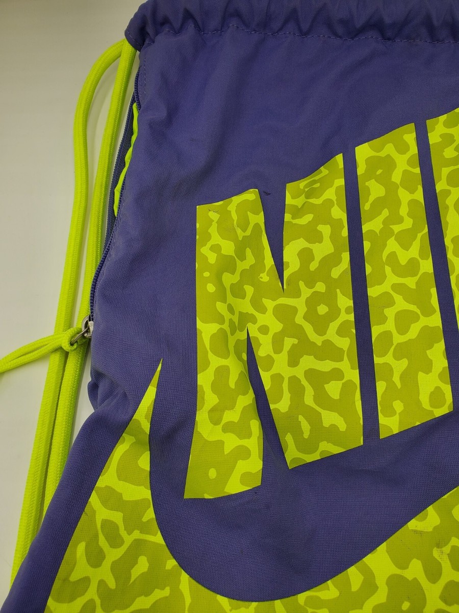 Nike Draw-String Bag Used, Purple/Neon Green | eBay