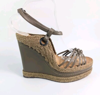 Naughty Monkey Espadrilles taupe Leder Keilabsatz UK 6
