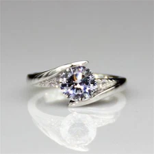 6.5mm Bypass Set Moissanite Simple Wedding Promise Ring Real 925 Sterling Silver