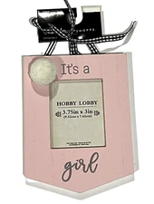 Baby's It's a Girl Christmas Ornament 2024 Photo Frame Pink The Christmas Shoppe