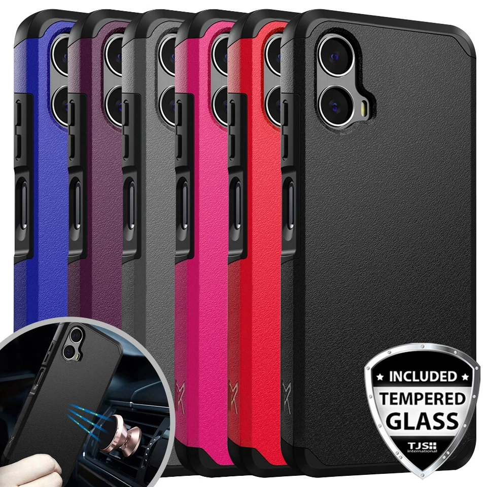 Funda rígida híbrida de doble capa para Motorola Moto G 5G 2024 + vidrio templado