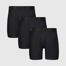 Hanes Originals Premium SUPERSOFT Boxer Briefs 3pk Black XL Wicking Stretch