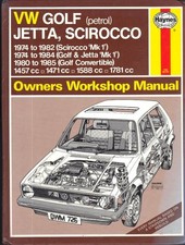 VW MK1 GOLF,JETTA,1.5,1.6,1.8 GTI,GLI,GLS,GX,CONVERTIBLE HAYNES MANUAL 1974-1985
