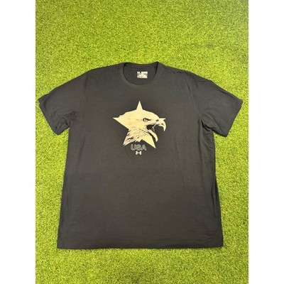 Under Armour Mens 2XL HeatGear USA Eagle Star Graphic T-Shirt Black Loose Fit