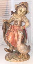 Holzfigur, Bäuerin mit Gans, Gänseliesel, Handarbeit aus Südtirol, 22cm, TOP 55L