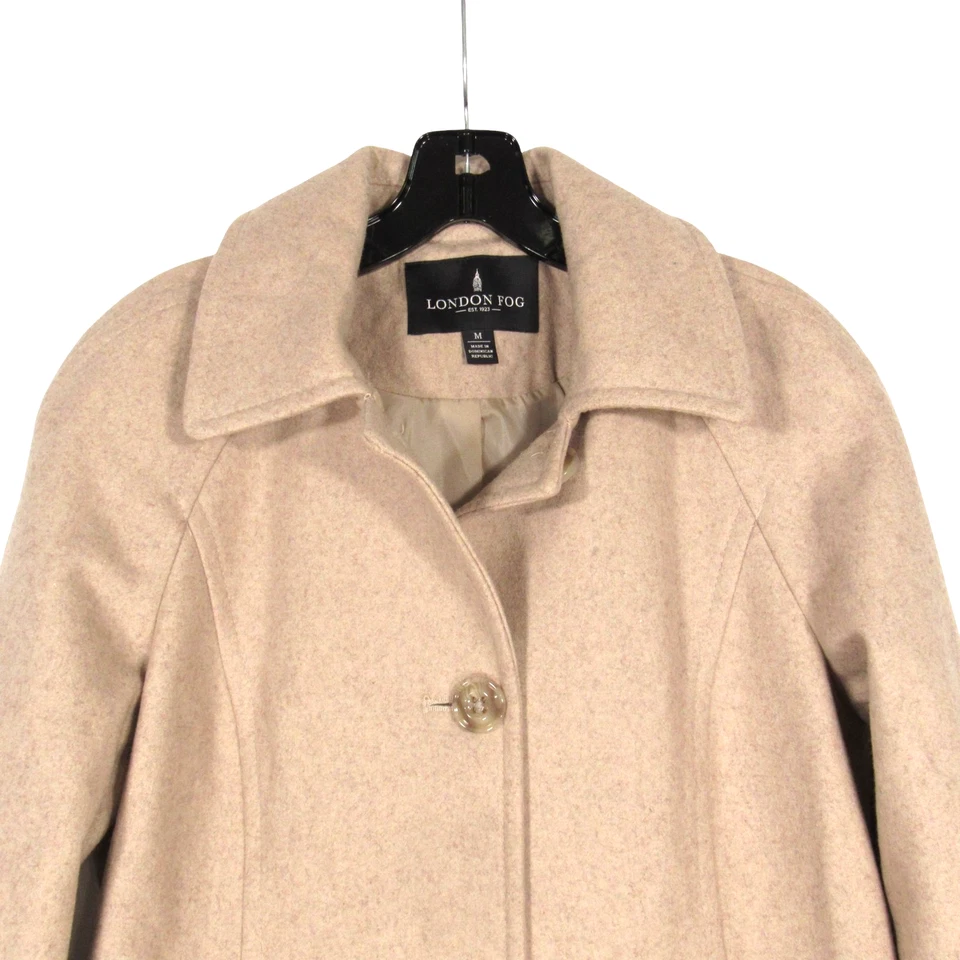 LONDON FOG Lined WOOL BLEND Scarf BUTTON-UP 2-Pockets COAT JACKET Sz M - Image 3 of 4