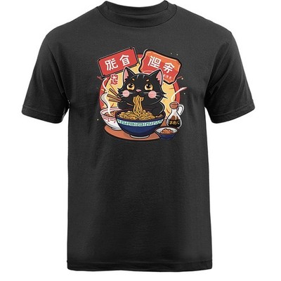Kawai Cat Eating Ramen Noodle-Japanese Anime Manga T-shirt