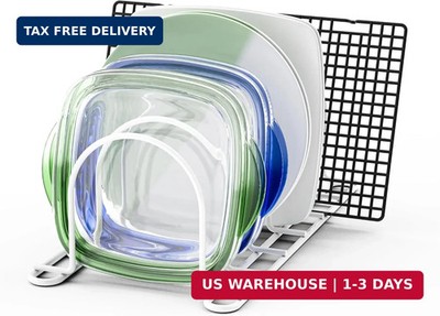 Plate Rack for Cabinet Vertical Pot Lid Cutting Board Bakeware Organizer Metal