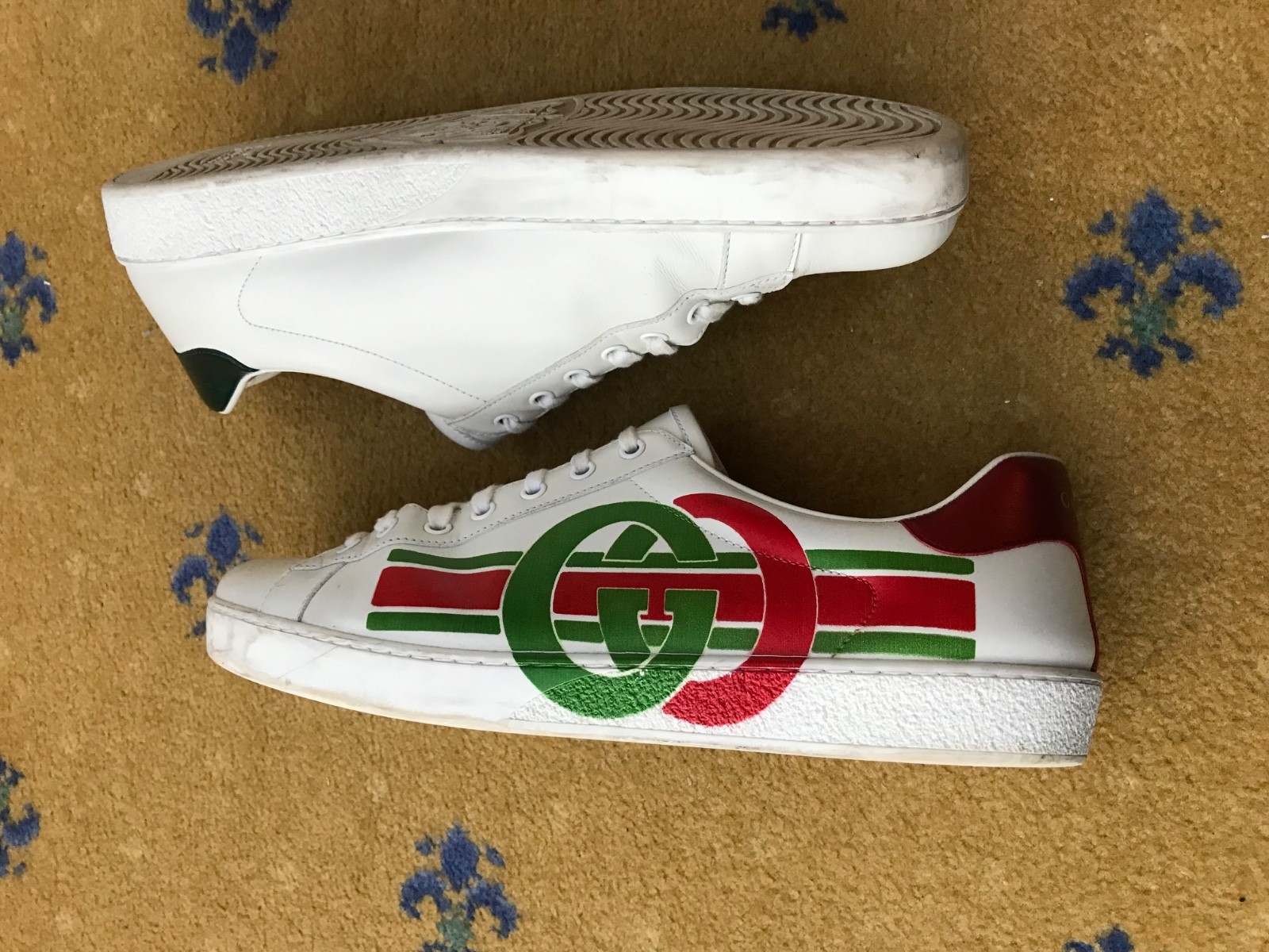 Gucci Trainers Sneaker Shoes Ace Interlocking G Green Red Mens UK 11 US 12 EU 45 thumbnail 7