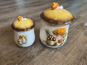 1970' 米国ヴィンテージ きのこ柄キャニスター２こセット マッシュルーム Mushroom Canisters Vintage | eBay