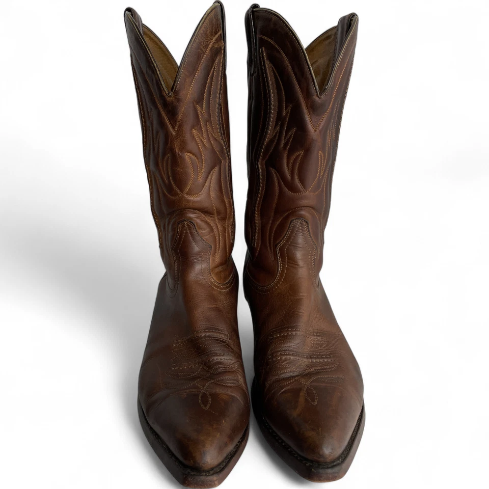 Boulet Brown Leather Western Cowboy Biker Boots Men's 9.5 NO TARIFF FEES - Image 4 of 4