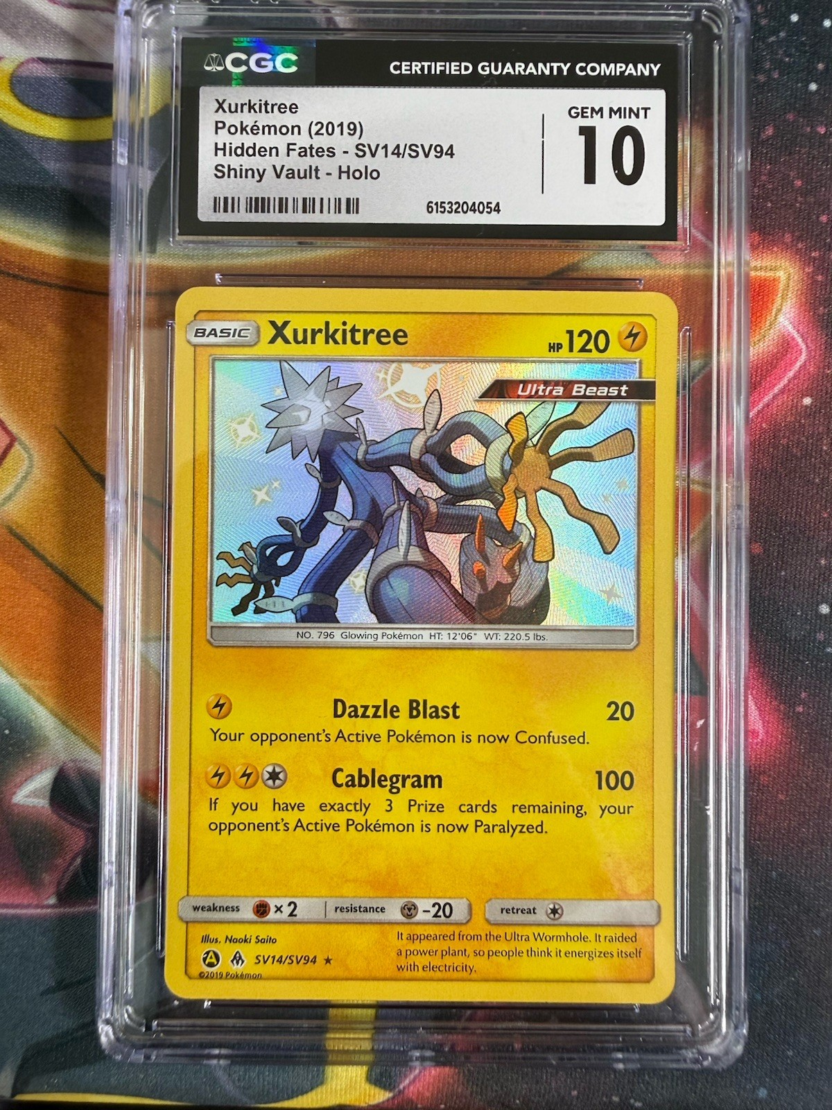 2019 Pokemon Sun & Moon Hidden Fates Holo #SV14 Shiny Xurkitree CGC 10 GEM MINT