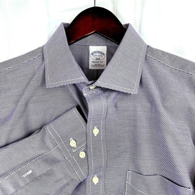 Brooks Brothers 1818 Regent Fit Shirt Mens 17.5 4/5 Purple Micro Houndstooth
