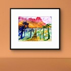 Palm Trees Breeze Abstract Expressionist Watercolor Original Paper 11x14 Signed — photo 9