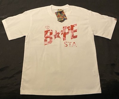 A Bathing Ape BAPE STA White Graphic Print Logo Men's 5XL Cotton T-Shirt