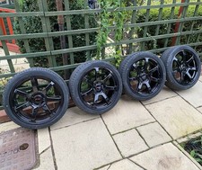 18" SKODA SUPERB 2001-2026 VELOCITY VC5 GLOSS BLACK 8J ALLOY WHEELS & TYRES X4