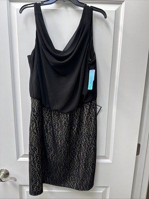 BCX Dress Plus Size 1X Lace-Skirt Animal Print Black Sleeveless Top NEW/ Tags