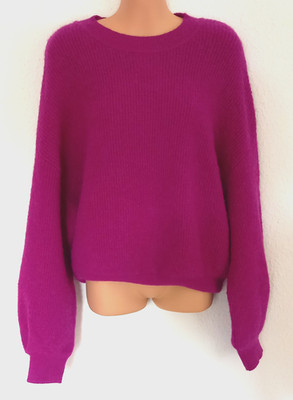 Vero Moda L 42 Fuchsia Strick Oversize Pink Pullover Alpaka Wolle Skandi Look