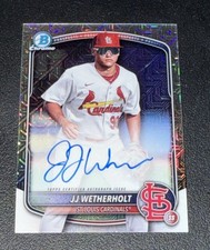 JJ Wetherholt 2025 Bowman Chrome Mega  Refractor Rookie On Card Auto Cardinals