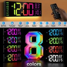 16" Big RGB LED Clock: Countdown Timer, Alarm, Temp DST, for Elderly Living Room