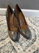 Nine West Snakeskin Pointed Toe Pumps Brown Blue Green Orange Size 9