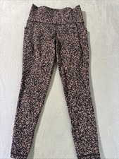 Athleta Womens Leggings Small Black Pink Pattern Athletic Yoga Pants