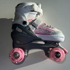 Kuxuan Sports Racing Girls Pink Roller Skates Medium Adjustable Light Up 13C-3Y