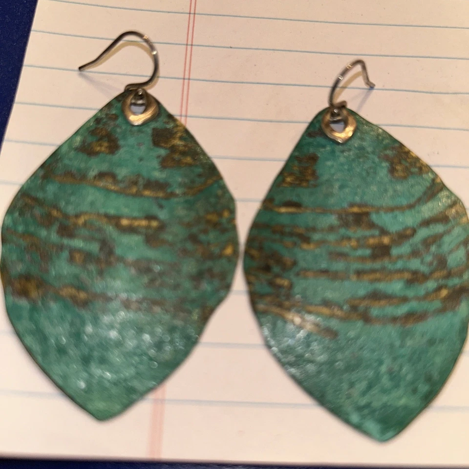 Silpada Earrings #E5078 Emerald Pools Sterling Silver Green Brass Patina - Image 3 of 3