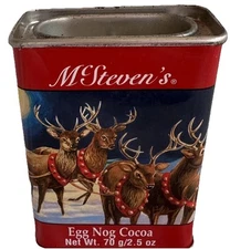McStevens Egg Nog Cocoa Collector Reindeer Tin Vintage #356 NOS NEVER OPENED