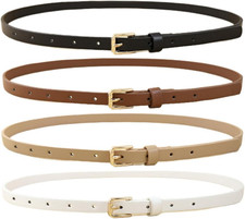 Belts for Women 2 Pack Skinny Leather Belt Trendy Thin Belts for Women Dresse...