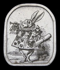 PE16128 *NOS* 1974 *ALICE THROUGH THE LOOKING GLASS* WHITE RABBIT HEARTS BUCKLE