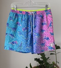 Chubbies Swim Trunks Men's SMALL Colorful Dino Delights 5.5" Dinosaur Fun Print