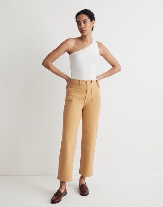 NWT Madewell Emmett 2.0 Wide-Leg Crop Pants Earthen Gold Size 25 $98