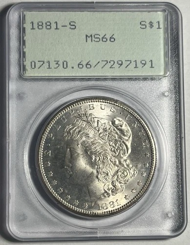 1881-S MORGAN SILVER DOLLAR GRADED PCGS MS66 OGH OLD RATTLER HOLDER