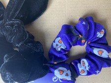 NWT Claire's Halloween Scrunchies Set Of 2 Black - Purple with Skulls