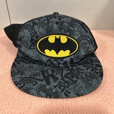 Batman Youth Hat Boys' One Size Gray Black Embroidery Logo Adjustable Snapback