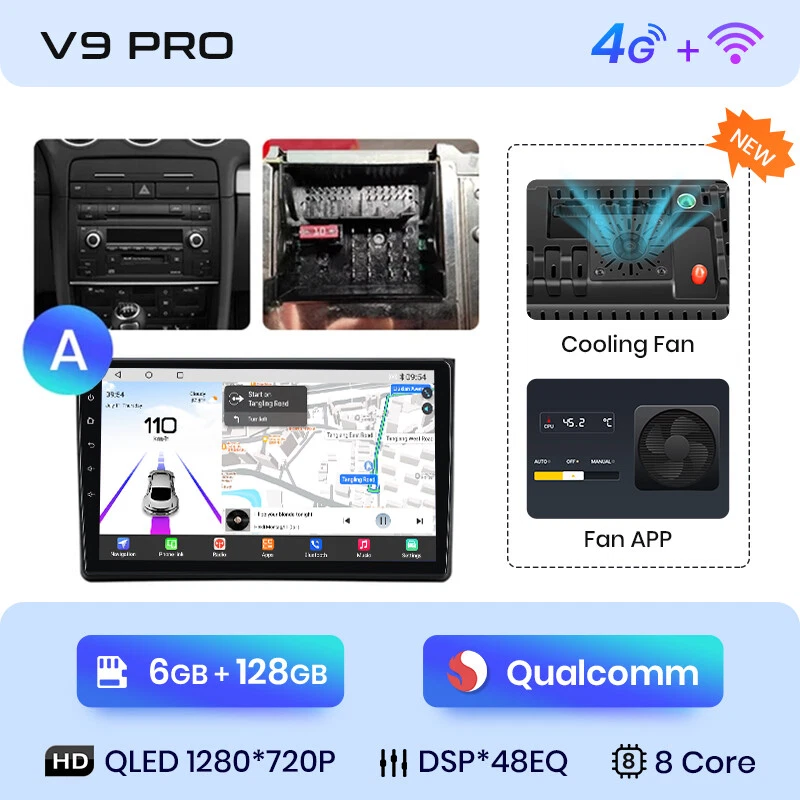 6+128GB QualcommChip Android 13 Autoradio für AUDI A4 S4 RS4 B6 B7 SEAT 8-Kern - Bild 3 von 4