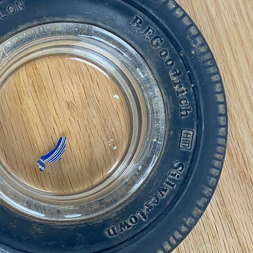B.F. Goodrich Tires Ashtray Silvertown Rubber Tire Advertising Glass Tubeless 6" - Picture 2 of 6