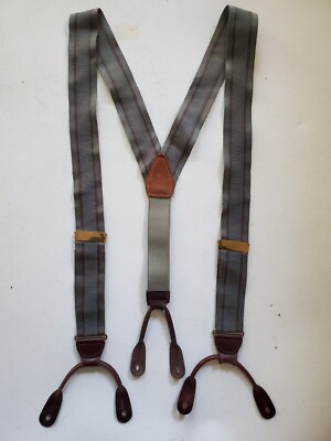 Unbranded Mens Suspenders Gray Textured Silk. 