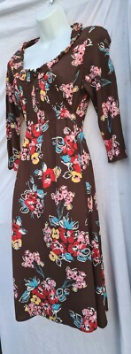 Boden Ruffle neck brown floral empire line tie waist midi dress size 12 R | eBay UK Boden Ruffle neck brown floral empire line tie waist midi dress size 12 R | eBay UK