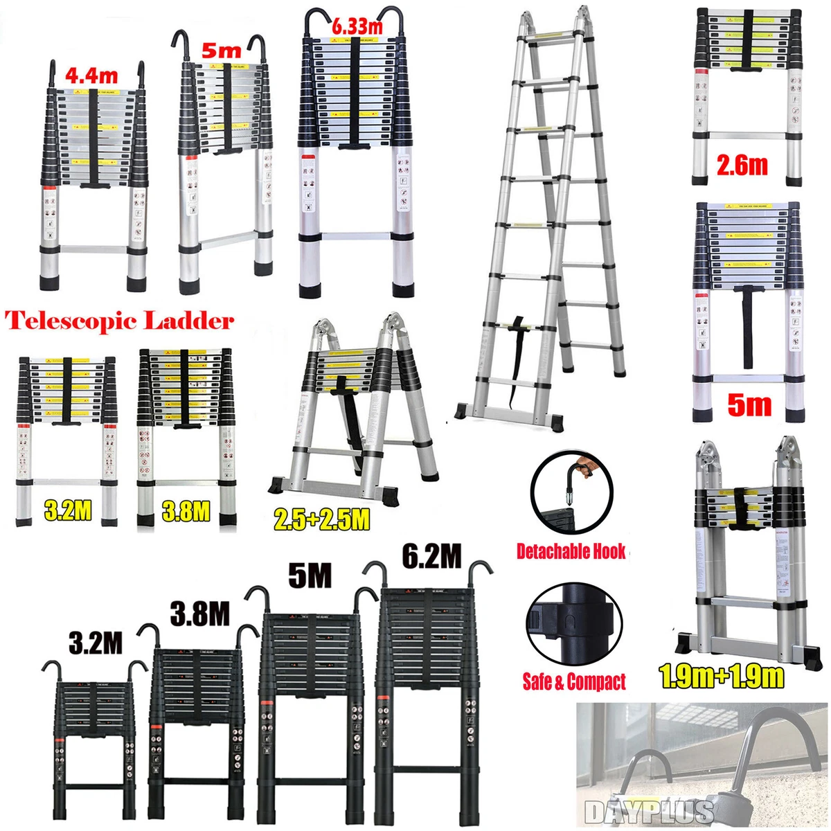 8FT-20FT Tall Telescoping Ladder Extension Collapsible Ladders