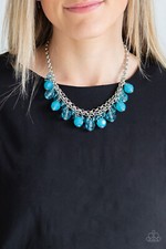 Paparazzi Fiesta Fabulous Blue Silver Necklace and Earring Set