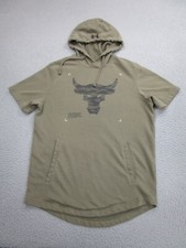 Project Rock Sweater Mens M Green Under Armour Sweatshirt Short Sleeve Hoodie