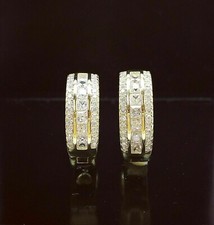 2 Ct Princess Cut Simulated Diamond Huggie Hoop Earrings 14K Yellow Gold Plated