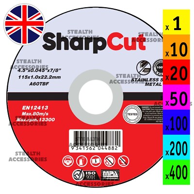 SharpCut (4,5'') 115 mm x 1 mm x 22,2 mm dünne Edelstahl Metall Trennscheiben